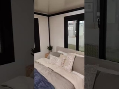 त्वरित असेंबली प्रीफैब लघु विस्तार कंटेनर घरों घुमावदार धातु छत