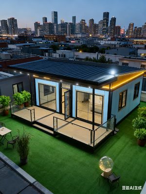 खरीदें Expandable Container House with 100mm Thick Wall 5.5 Tons Net Weight and L-shaped Cabinet ऑनलाइन निर्माण