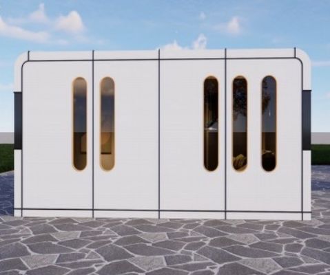 एक बेडरूम सेब कैप्सूल हाउस पूर्वनिर्मित पॉड 12KW अनुकूलित