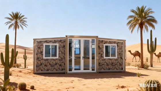 T50mm EPS सैंडविच पैनल के साथ जस्ती हल्के स्टील फ्रेम फोल्डेबल 20 फीट कंटेनर