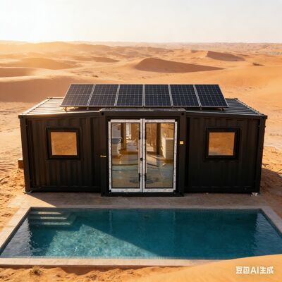 मॉड्यूलर आवास के लिए श्रेणी 5 पवन प्रतिरोध, पूरी तरह से गैल्वेनाइज्ड मुख्य फ्रेम और थर्मल साउंड इन्सुलेशन के साथ फोल्डेबल 20 फीट कंटेनर